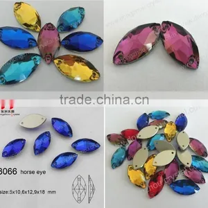 Colorful Navette Shape Crystal Flat Back Sew on Stone thumbnail-1