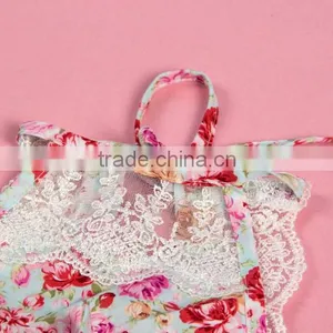 Wholesale Baby Girls 100%cotton Lace Jumpsuit ,floral Printed Jumpsuit for Baby Girls thumbnail-6