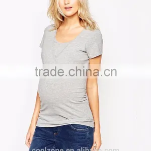 Women Slim Fit Scoop Neck Maternity Tee Shirt Wholesale Blank Maternity Nursing t Shirts thumbnail-2