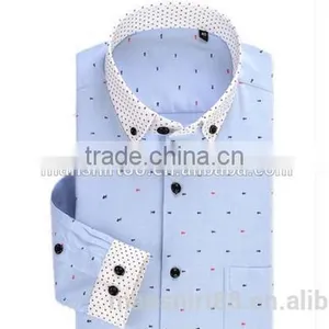 Mens Long Sleeve Contrast Color Printed Oxford Casual Shirt thumbnail-3