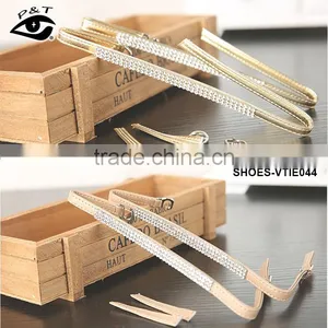 4 Colors Leather Shoelace With Rhinestone Decorated Shoe Straps for Heels thumbnail-1