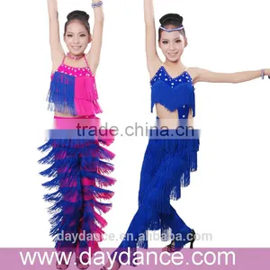 Professional Girls Fringed Latin Clothes&Pants Kids Ballroom Tango Salsa Dance Costumes thumbnail-1