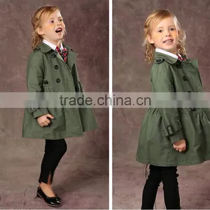 Latest Fashion Firls Clothing Double Buckle Long Sleeve Girls Trench Coat thumbnail-6