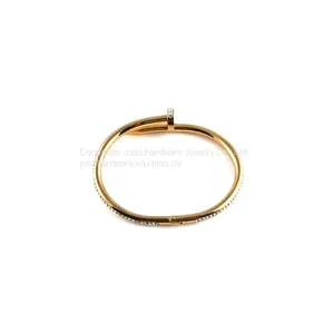 Fashion Stainless Steel Rhinestone Nail Style Openable Bangle Bracelet for Women Girl Jewelry thumbnail-3