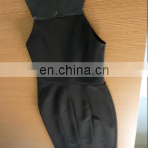 Ladies Sexy Sheep Leather and Knitted Fabric Skirt With Gold Zipper in Side and Back thumbnail-3