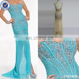 Stunning Sheer Crystal Beaded Side Split Unique Prom Dresses for Night Party thumbnail-1