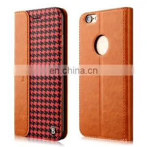 New Design Baseus Collocation Series Genuine Leather + PU Leather Protective Case With Holder and Card Slot for IPhone6 thumbnail-1