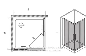 Shower Room Shower Enclosure Square Shape 2 Fixed Panels 2 Sliding Door thumbnail-5