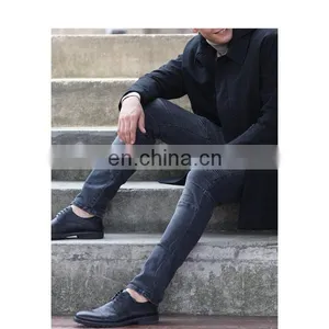 DiZNEW Soft Full Length Black 100% Cotton Elastane Washed Vintage Jeans Men thumbnail-3