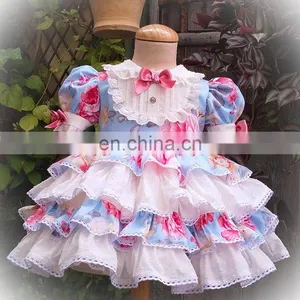 Baby GIrl Summer Flowers Turkey Vintage Spanish Lolita Princess Ball Princess Gown Dress for Girl Easter Birthday Party thumbnail-2