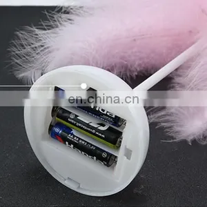 New Arrival Modern Luxury LED Feather Table Lamp Pink White Feather Lamp Battery For Bedroom Room Decoration thumbnail-7