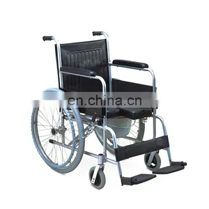 Foldable Chromed Steel Hospital Medical Commode Chair With Solid Castor thumbnail-4