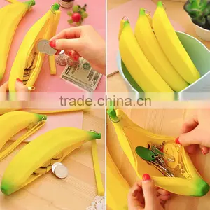 Fashion Novelty Silicone Portable Banana Coin Pencil Case Purses Bag thumbnail-3