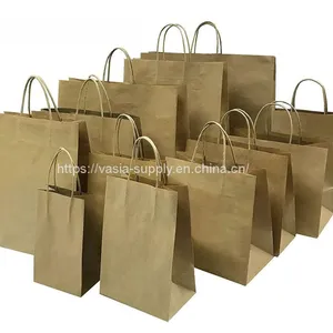 Bulk Paper Bags With Handles Wholesale Custom Printed Packaging Bags Party Bags Packaging Bags Carrier Bags Grocery Bags thumbnail-1