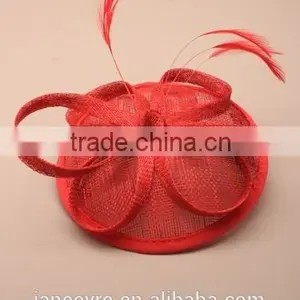 New Design Red Sinamay Base Fascinator Hat For Wedding Party thumbnail-1
