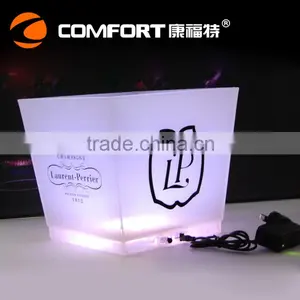 Stocked Clear Plastic Led Ice Buckets Wholesale With Drink Holder thumbnail-5