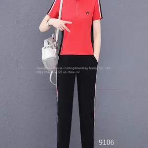 Monisa Sports Leisure Colors Suit With Short Sleeves and Long Trousers in Summer thumbnail-2