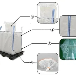 JUMBO BULK BAGS 1000KG 1500KG 2000 KG JUMBO TON BAG FOR CONSTRUCTION MATERIALS BIG BAGS PP FIBC CONTAINER thumbnail-2