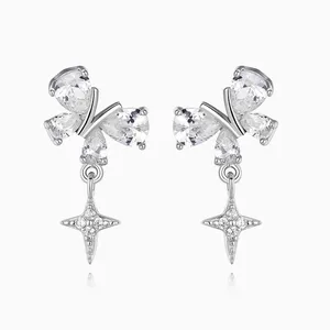 Shining Star Jewelry Fine Jewelry Silver Butterfly Earrings For Girls thumbnail-2