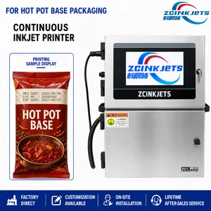 High Speed CIJ Inkjet Printer for Hot Pot Base Bags Production Date Batch Code Printing thumbnail-1