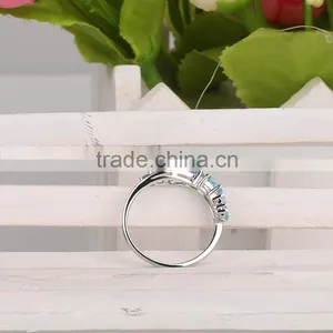 Jewelry Factory Wholesale Hot Selling New Fashion Costume Jewelry Blue Topaz Rhodium Plated Silver Jewelry Ring thumbnail-4