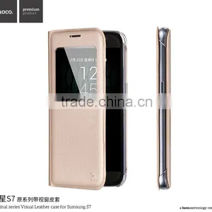 Hoco Flip PU Leather Case For Samsung S7 Original Series Leather View Window Protective Case For S7 TB-0259 thumbnail-4