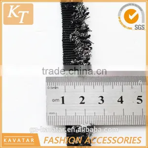 Colorful Cotton Brush Fringe Trim With Black Band thumbnail-2