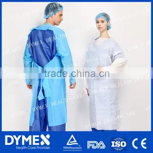 Blue/White Open Back AMMI PB70 CPE Isolation Gown With Ultrasonic Seam thumbnail-2