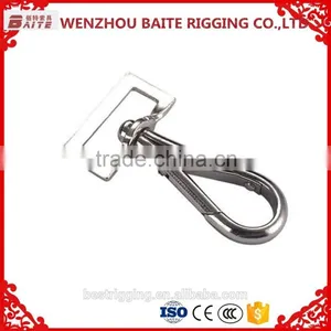 Carabiner Wholesale Zinc Plated Galvanized Smplex Hook With Swivel Square Eye Bolt Snap Hook With Nose Ring thumbnail-1