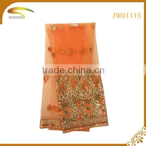Wholesale High Quality Nigerian Decorative Embroidery 3D Patterned Silk Fabric for Bridal Dress thumbnail-5