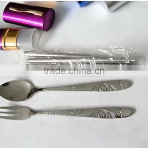 Outdoor Mini Stainless Steel Folding Chopsticks Spoon Fork Kits thumbnail-2
