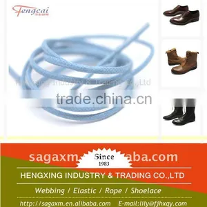3mm 100% Cotton Light Blue Leather Shoelace thumbnail-1