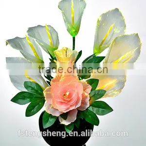 Home and Wedding Decor Fiber Optic LED Calla Lily Flower Light Peony Flower Pot Lamp thumbnail-1