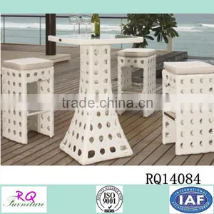 Garden Bar Table and Stool Set PE Rattan Alum Frame thumbnail-1