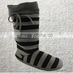 JERSEY STRIPES LADIES/WOMENS SLIPPERS/BOOTS/INDOOR FOOTWEAR thumbnail-1