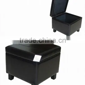 Modern Faux Leather Storage Trunk DVD Storage Stool thumbnail-1