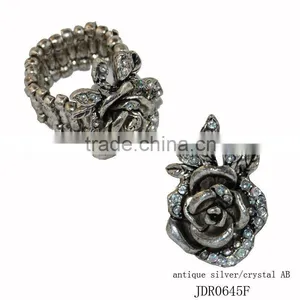 Rose Flower W/leaves Ring thumbnail-1