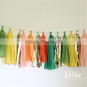 Bulk Diy Tissue Tassel Garland Elegant Colorful Gold and Silver Outdoor Foil and Tissue Diy Tassel Garland. thumbnail-5