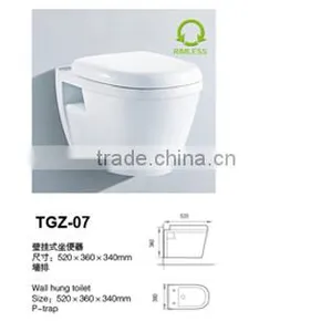 Wall Hung Ceramic Toilet and P-Trap Sanitary Ware European Toilet Flushometer Toilet Bowl thumbnail-1