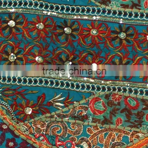 Indian Meditation Green Cushion Covers Indian Round Ethnic Patchwork Pillows Bohemian Vintage Floor Pillows thumbnail-3