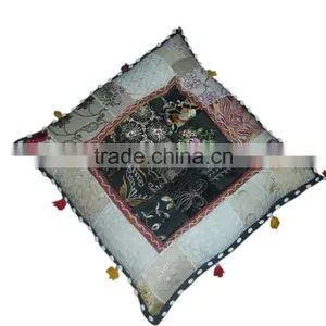 RTHPFC - 2 Flower Cushion Cover Beautiful Embroidered Khambadia Work and Ottomans Stylish Home Furnishing Item thumbnail-3