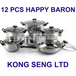 12 Pcs Happy Baron Stainless Steel Cookware Set, Happy Home thumbnail-3