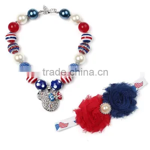 Latest Fashion Design Best Quality Fast Delivery Red and Blue Pearl Necklace and Hairband Baby Girls Necklace Baby Bead Necklace thumbnail-1
