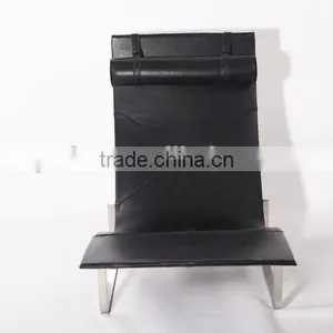 Famous Designer Furniture Poul Kjarholm Black Leather Pk24 Lounge Chair Supplier's Choice thumbnail-1