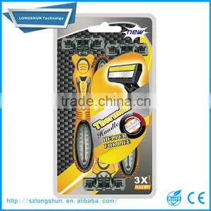 Stainless Steel Disposable Manual Shaving Razor With Rubber Handle thumbnail-3