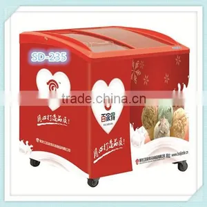 CE Approved Supermarket Curved Sliding Glass Door Display Freezer Ice Cream Freezer thumbnail-6