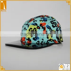 Flat Brim PU Brim Custom 5 Panel Caps thumbnail-2