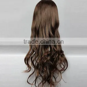 Synthetic Dark Brown Long Straight Kinky Wavy Wig N427 thumbnail-3