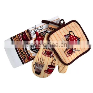 Printed Cotton Kitchen Towel Set Pot Holder Oven Mitten Towel Cheap Items to Sell Wholesale China Suppliers thumbnail-1