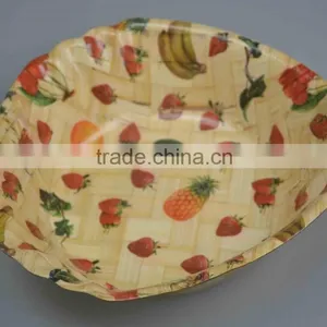 Retail No Normal Anomaly Triangle Color Painting Picture Handmade Bamboo Woven Wooden Salad Bowl Kitchen Tools thumbnail-4